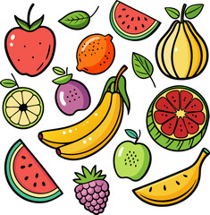 fruit in hand drawn style set   drawing of food el (1).eps