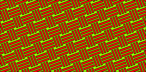 Colorful Weave Pattern Showing Repetition Useful as Background. Minimal line Seamless geometric pattern with shapes. Decoration and maze ornament square wall tile. rattan weave texture background.