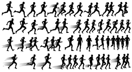 Silhouetted Runners in Motion Capturing Speed Agility and Athletic Prowess