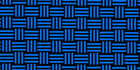 Blue Weave Pattern Showing Repetition Useful as Background. Minimal line Seamless geometric pattern with shapes. Decoration and maze ornament square wall tile. Blue rattan weave texture background.
