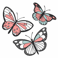 set of butterflies