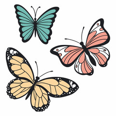 set of butterflies