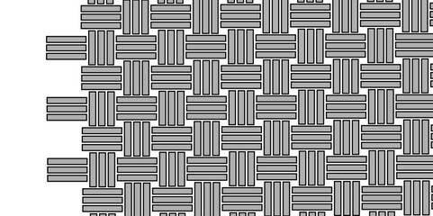 Gray Weave Pattern Showing Repetition Useful as Background. Minimal line Seamless geometric pattern with shapes. Decoration and maze ornament square wall tile. grey rattan weave texture background.