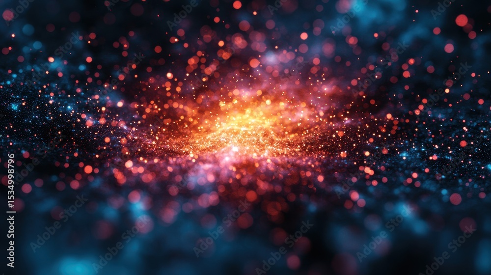 Poster vibrant abstract background with colorful light particles and cosmic elements in deep space environm