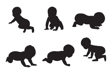 Baby collection silhouette, Baby activity silhouette . Good use for logo or symbol your company. Easy to edit or change color. 