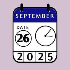 vector calendar icon,26 september ,September month calander,Date ,Illustration,Graphic design, September month date,day, holiday