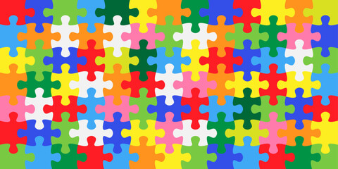 Background with jigsaw puzzle 91 colorful pieces image vector.	