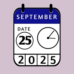 vector calendar icon,25 september ,September month calander,Date ,Illustration,Graphic design, September month date,day, holiday