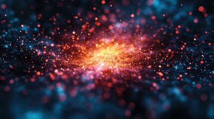 Obraz premium Vibrant Abstract Background with Colorful Light Particles and Cosmic Elements in Deep Space Environment