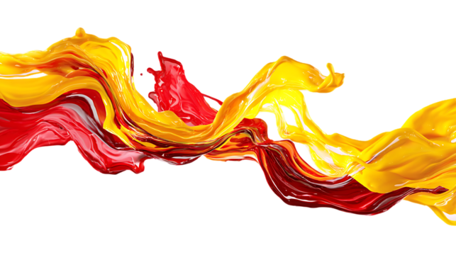 Abstract red and yellow paint swirls