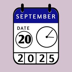 vector calendar icon,20 september ,September month calander,Date ,Illustration,Graphic design, September month date,day, holiday