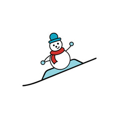 snowman skiing on the mountain