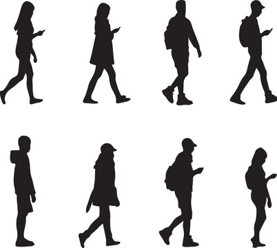 Man or Girl going to office vector silhouette