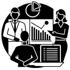 Team-Analyzing-Graphs  Vector Illustration AI Graphic Design on White Background