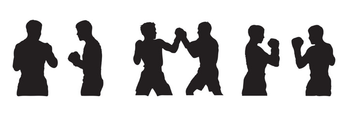 Boxing silhouette, Double Boxing set box icon, Boxing illustration, silhouette, set icon, silhouette . EPS 10