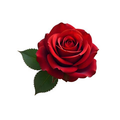 A vibrant white rose in full bloom, its velvety petals spiraling elegantly from the center, accompanied by lush red leaves, isolated on a clean png background