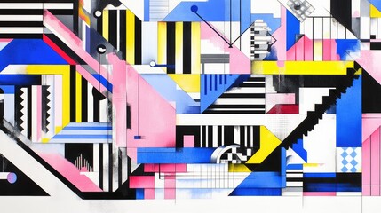 Obraz premium Abstract geometric composition with vibrant colors.