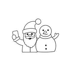 snowman and girl with christmas tree
