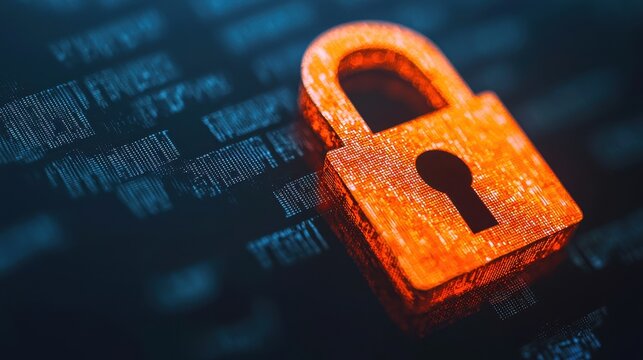 Digital Lock Symbol on Abstract Background Representing Cybersecurity and Data Protection Concepts