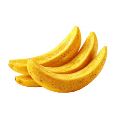 Golden fried plantain slices arranged in stack, showcasing their crispy texture and vibrant color. Perfect for tropical snack or side dish