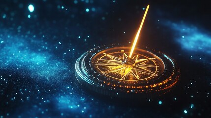 Compass Floating in Void with Needle of Intuition Light Beam