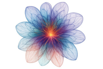 Obraz premium Delicate translucent blossom revealing luminous center, intricate venation glowing against pristine backdrop