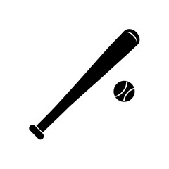 baseball bat and ball icon on white background  .svg