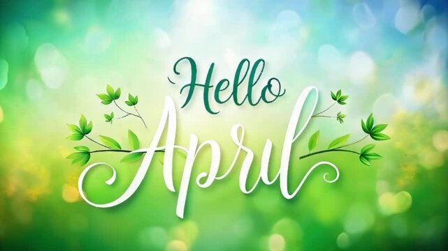 Hand drawn spring inspirational quote - hello April. Pen and ink calligraphy. Brush painted letters on background isolated. Spring greeting card. illustration