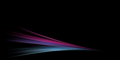 Abstract colorful high speed neon light on black background graphic illustration have blank space.