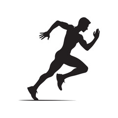 running vector silhouette clip art logo design illustration set