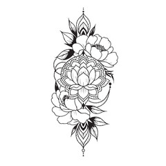 Hand-drawn floral vector illustration featuring seamless patterns of vintage roses, leaves, and other natural plant elements for a decorative art design