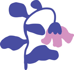 Botanical flowers and leaves doodle background art vector. abstract shape doodle art design for print, wallpaper, clipart, wall art for home decoration.