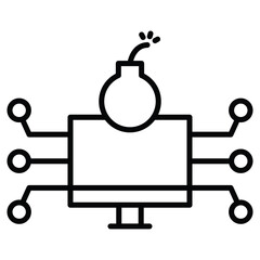Cyber attack icon simple flat icon vector symbol