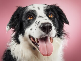 Fototapeta premium Happy Border Collie Dog with Bright Eyes and Playful Expression