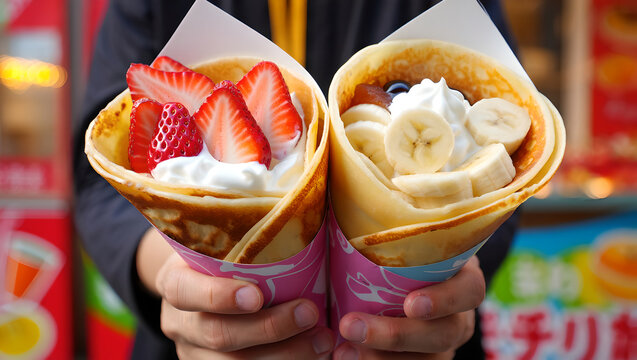 japnese crepes with fresh fruit