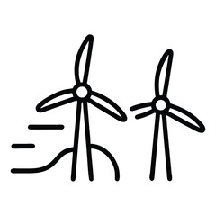 Black and White Vector Drawing of Minimal Windmills