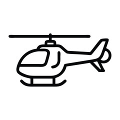 Black and White Minimal Vector Line Art of Helicopter