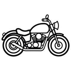 Motorcycle Vector Line Drawing Minimal Black and White