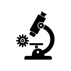 microscope with virus icon on white background  .svg