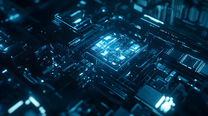 Fototapeta premium Abstract Futuristic Circuit Board with Illuminated Pathways