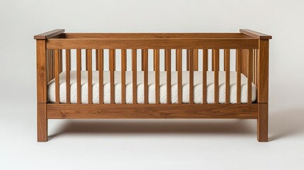 Wooden crib, light brown, simple design