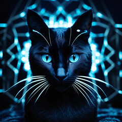 black cat on black background
