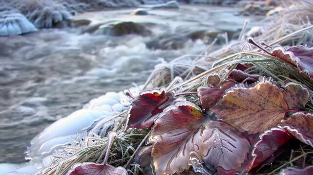 The First Frozen Leaves of Late Fall, Ahead of the First Snow
