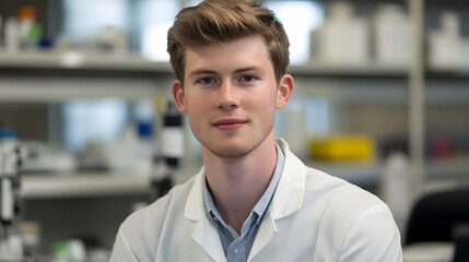 Obraz premium Young man in a laboratory setting.