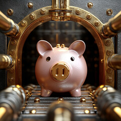 Bridge Image Conceptual Forming Golden Pig Between