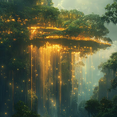 Floating Ecosystem Entire Rainforest Growing