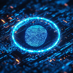 Scanner Authentication With Digital Fingerprint Neon-Blue