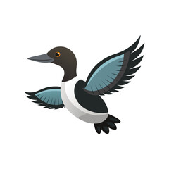 Obraz premium Minimal flying loon icon vector illustration isolated on white