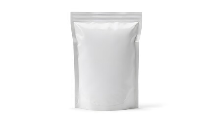 Blank White Stand Up Pouch Mockup Isolated on White Background, Food Packaging Template