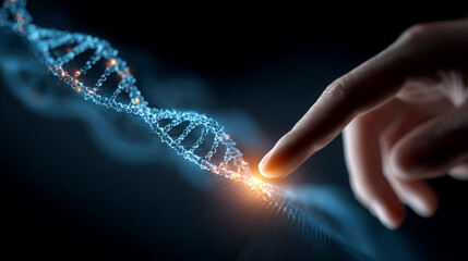 Finger Interacting with Digital DNA Helix